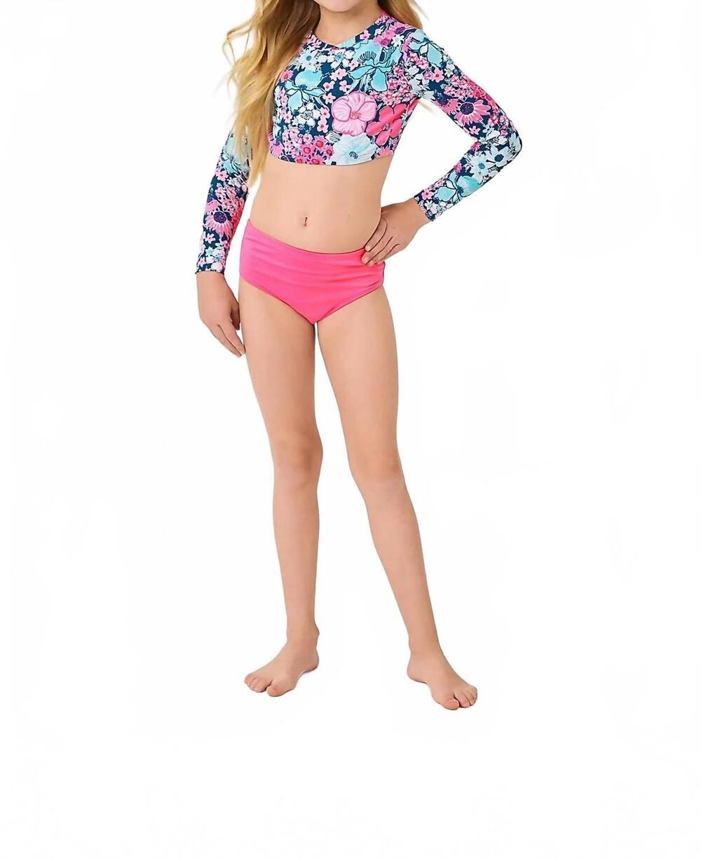 NEW LILLY PULITZER girl's upf 50+ ibbie rashguard set in starlight navy in all h
